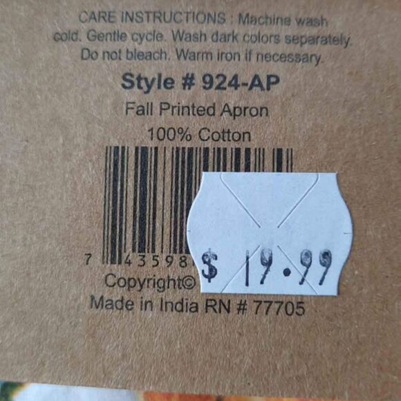 Pumpkin Apron Pumpkins Pattern Printed Design Cotton Washable Fall Harvest NWT - Picture 6 of 6